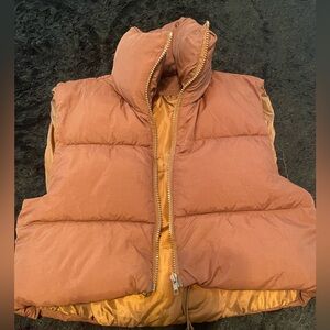 Brown Crop Puffer Vest